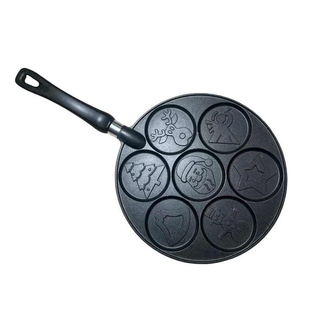 Nordic Ware Christmas Pancake Pan 7-Cavity Holiday Shapes Reindeer Santa Snowman